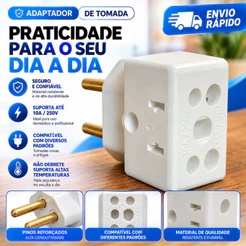 Adaptador de Tomada c/Benjamin 20A Pino Maciço Bob Resistente