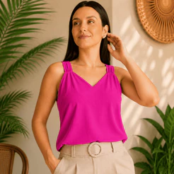 Blusa Regata Alca Larga Feminina Viscose Varias Cores Regatinha Moda Basica