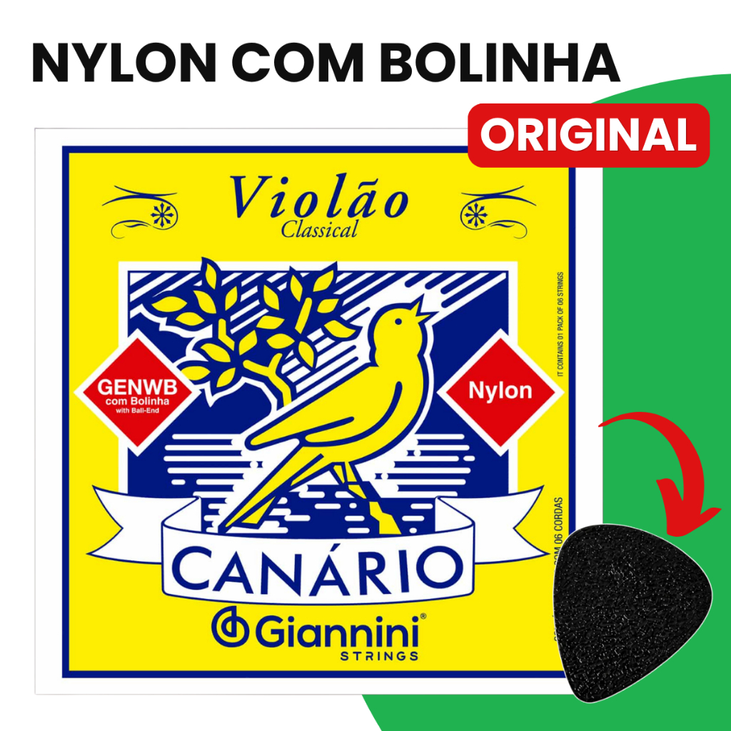 Encordoamento Giannini Com Bolinha Canário Genwb Encordoamento Violão Nylon Corda de Violão de Nylon