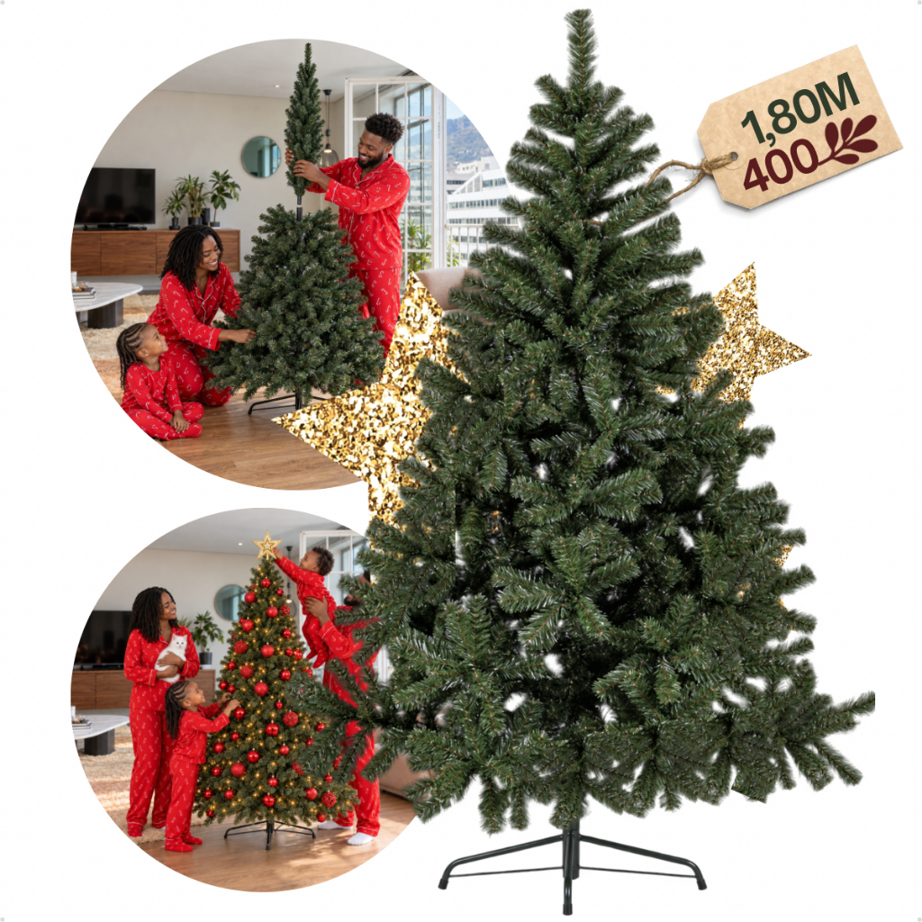 Árvore Pinheiro De Natal Luxo Verde 1,80cm 400 Galhos Grande