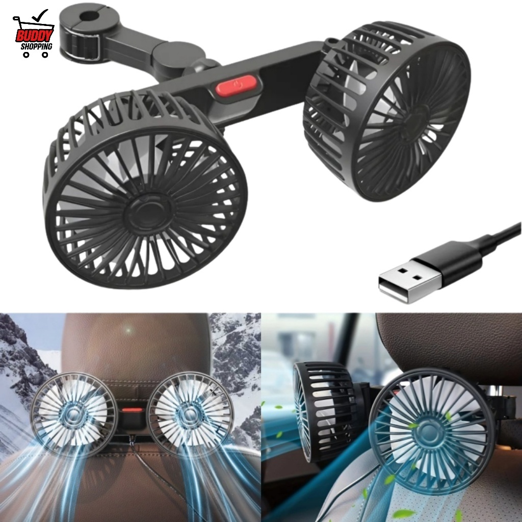 Ventilador Automotivo Duplo USB Rotação 360°