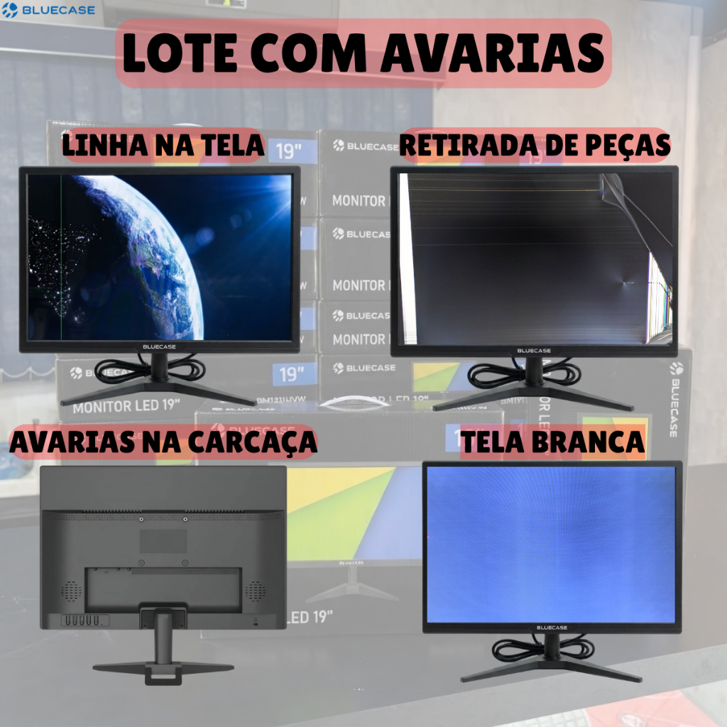 Monitor 19 Polegadas 75hz Wxga 1440x900 Vesa Hdmi Bluecase - Lote Com Avarias