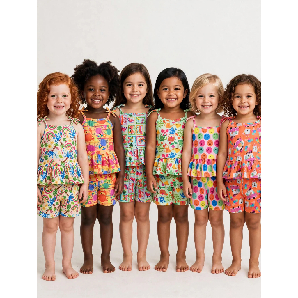 Conjunto Estampado Infantil Feminino Verão - Tamanho Único