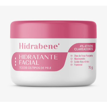 Hidratante Facial Hidrabene 4% Ativos Clareadores Niacinamida Ácido Hialurônico e Pantenol 70g