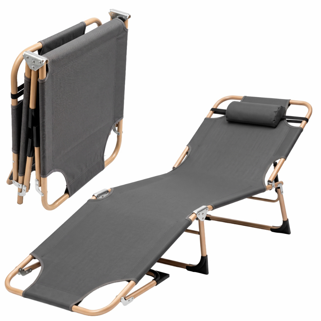 Espreguiçadeira Dobrável Reclinável 3 Posições Cadeira de Praia Camping Piscina Tecido Oxford 600D até 120kg