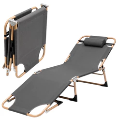 Espreguiçadeira Dobrável Reclinável 3 Posições Cadeira de Praia Camping Piscina Tecido Oxford 600D até 120kg