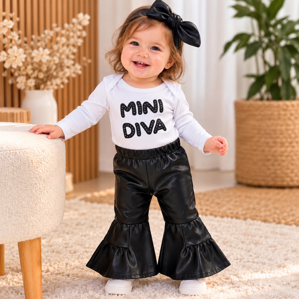 Conjunto Roupa Moda Bebê Menina Roupinha Blogueinha infantil Conjuntinho Feminino body e calça flare
