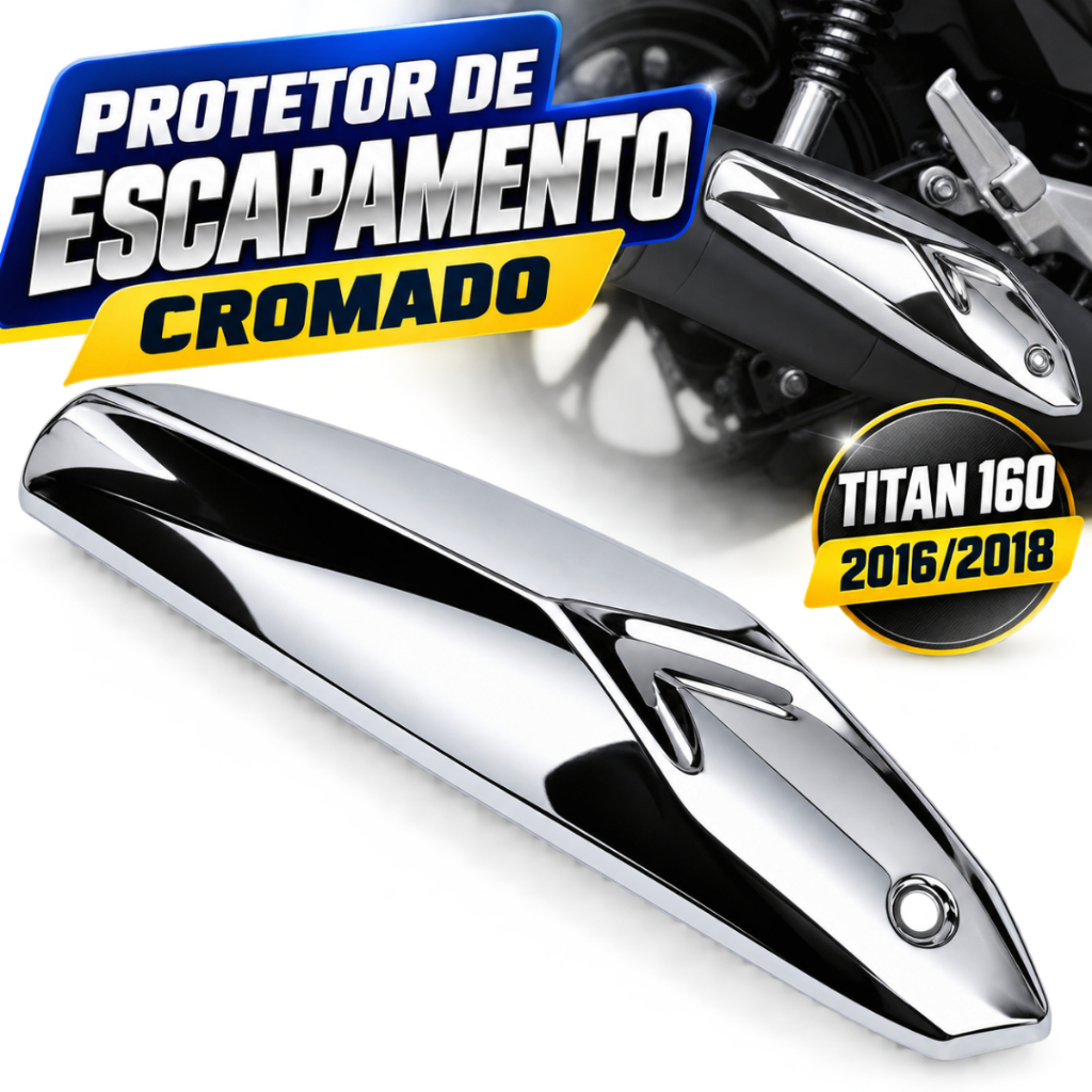Protetor Escapamento CG 160 Titan Fan Start 2016 a 2024 Aço Inox Cromado