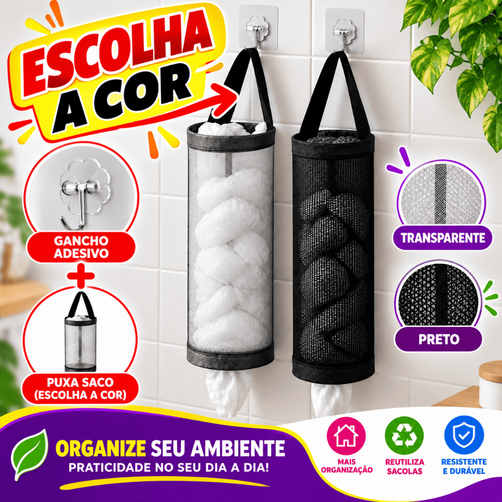 1 a 2 Puxa Saco Organizador Porta Sacolas Cozinha Dispenser Sacola Plástica Parede Lavanderia