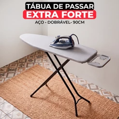 Tábua De Passar Roupa Mesa Reforçada Aço Ajustável Acolchoada Porta Ferro Dobrável 90x30cm