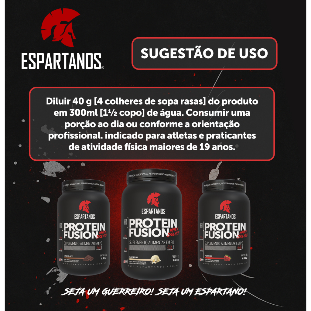 Kit 2x Protein Fusion Whey Protein Isolado 1800g Espartanos - Suplementos Massa Muscular - Direto da Fábrica — imagem 2 de 2
