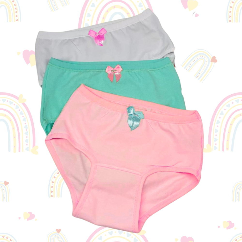 Kit 5 Calcinhas Infantis  Algodão com Elastano , Modelagem Comfortável ,Estampas e Cores Variadas