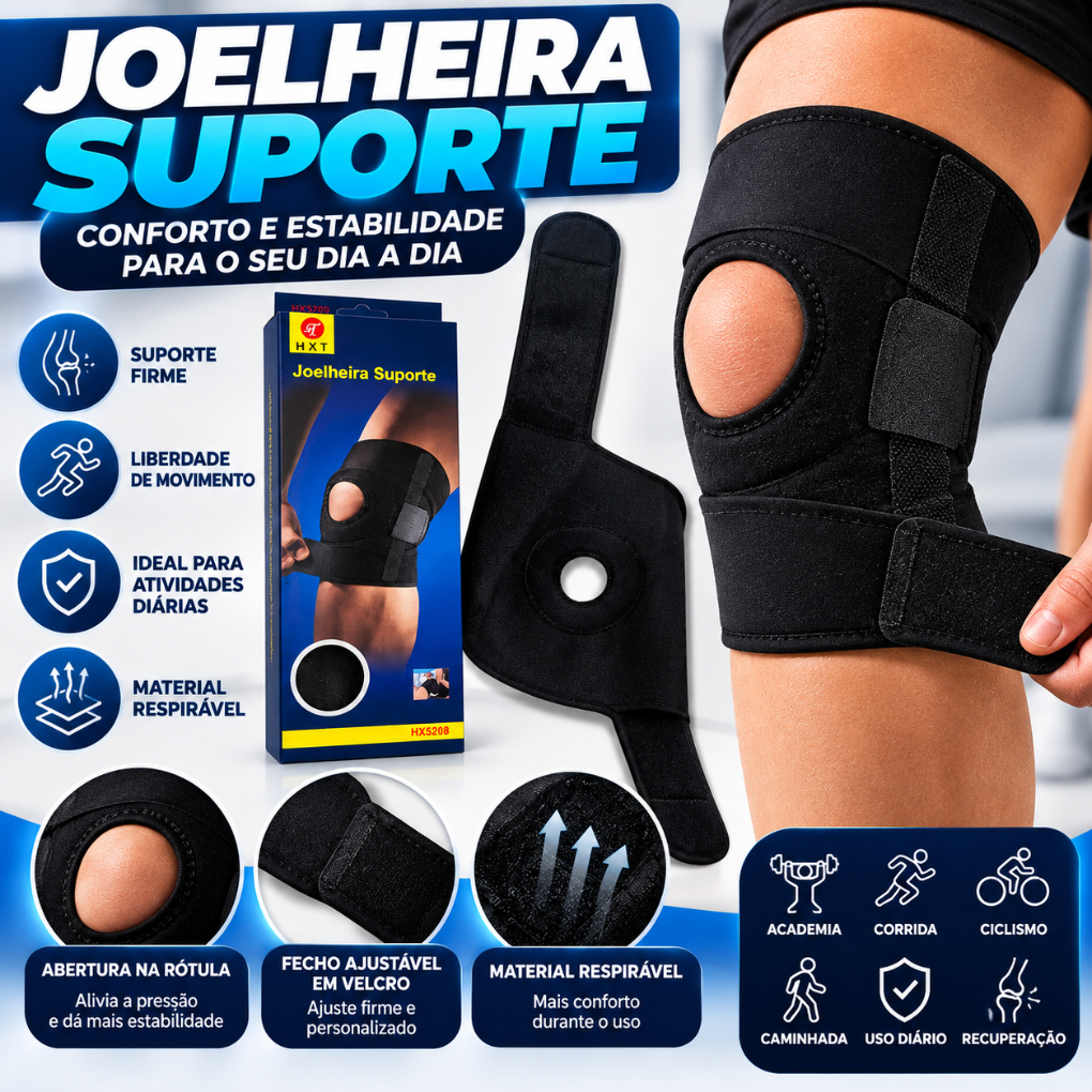 Joelheira Ortopédica Articulada Compressão Ajustável Suporte para Joelho Alívio da Dor Menisco  Academia Corrida