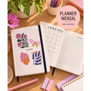 Planner Mensal A5 Não Datado | Capa Dura | Organização e Planejamento