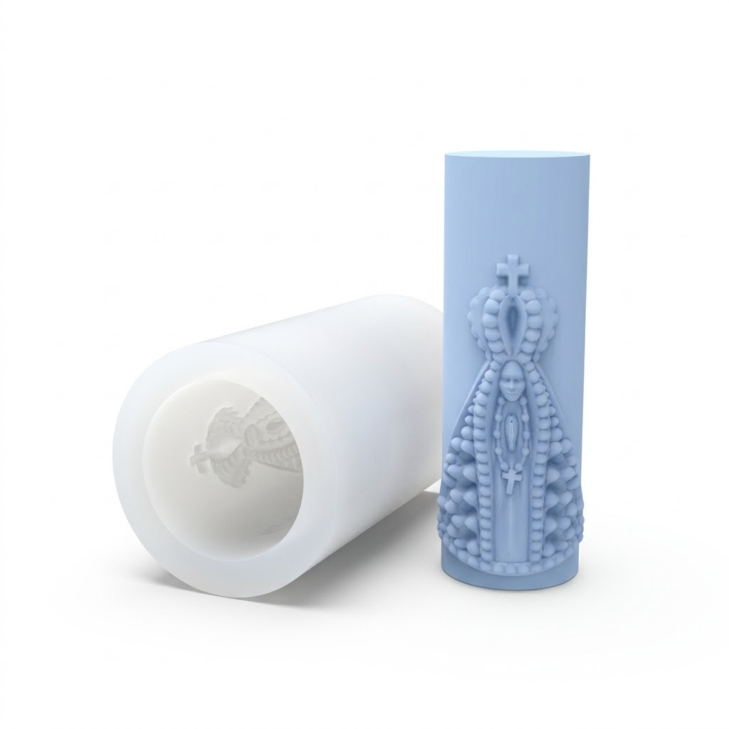 Molde de Silicone Mini Vela 7 Dias Nossa Senhora Aparecida para Velas e Lembrancinhas Religiosas