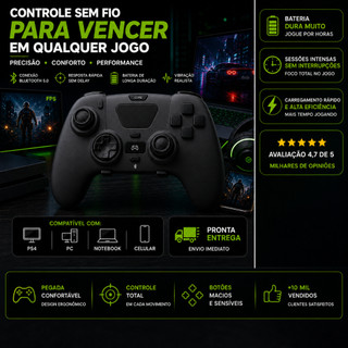Controle sem Fio para Pc Computador Notebook Tv Celular Console Compatível com Ps4