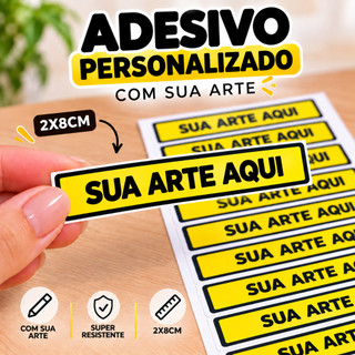 120 Adesivos 2x8 cm Personalizados com sua arte - Retangular