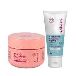 Kit Pele de Porcelana Sensiveis e Creme Gel Facial Chuva de Ozônio Kokeshi