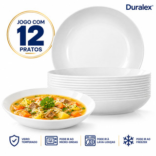 Conjunto 12 Pratos Fundos Blanc Nadir Opaline 22cm