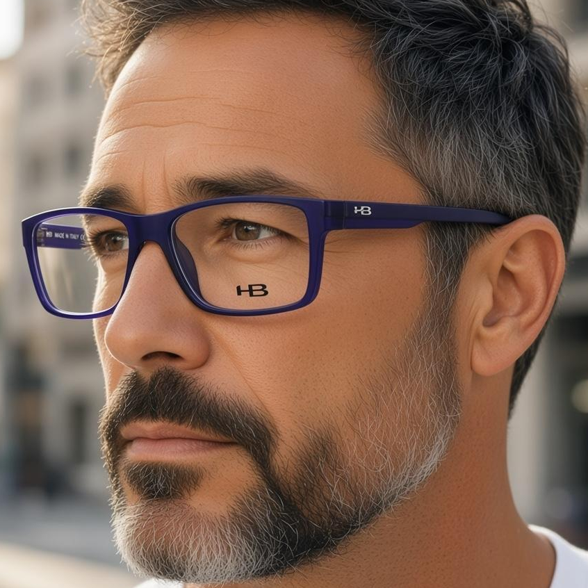 Armação Pra Grau Masculina Esportiva HB.2002 Quadrada Premium Preta Azul Lançamento Nova - Promoção