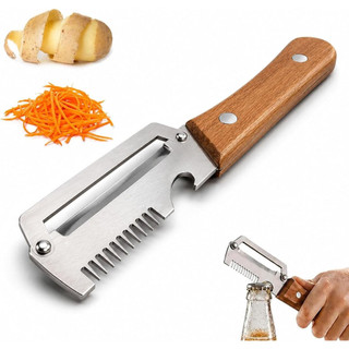 Descascador de Legumes Multifuncional – Ralador e Cortador em Tiras com Abridor de Garrafas, Utensílio para Cozinha