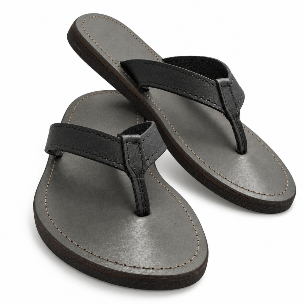 Chinelo Dedo Couro Legitimo Masculino Preto Confortável Casual