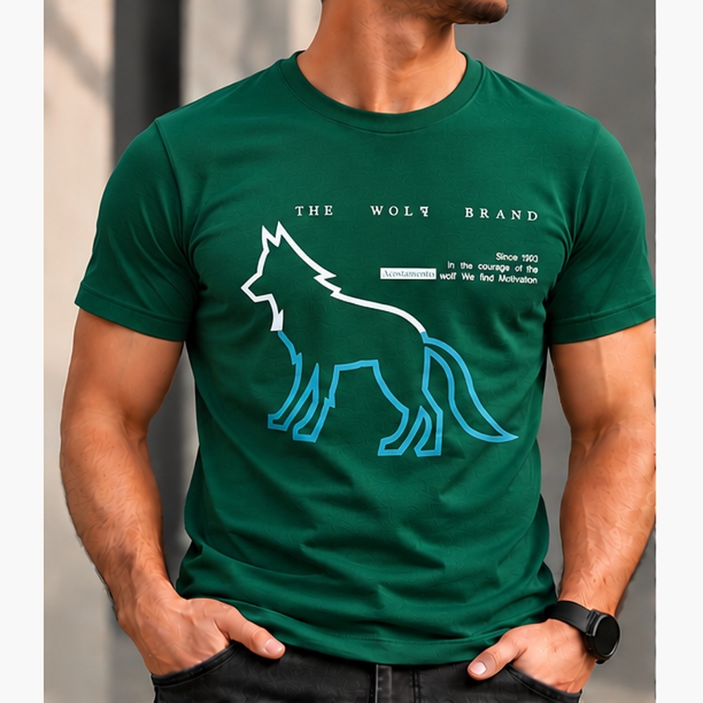 Camiseta Acostamento lobo Contorno Masculina Estampada casual preta, branca, vermelha, verde premium