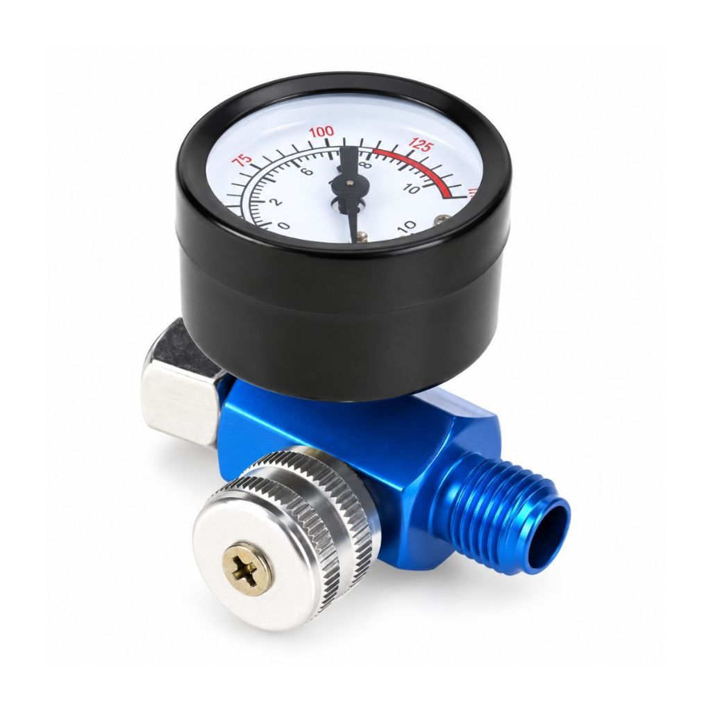Regulador de Pressão de Ar Com Manômetro Analógico 1/4 Para Pistola de Pintura e Compressor