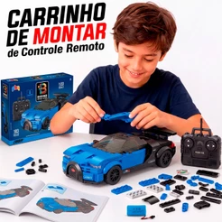 Carrinho De Controle Remoto Tipo Lego Bloco De Montar 181 Peças Anda Recarregável Usb Infantil Menino