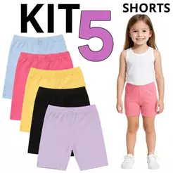 Kit 5 Bermuda Cotton Premium Ciclista Infantil Juvenil Short Básico 4 a 12 anos (0004)