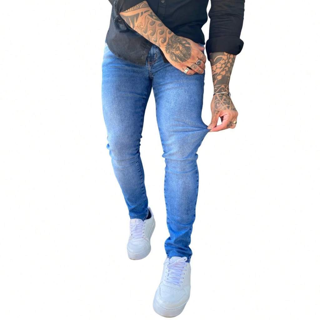 35M - Calça Jeans Masculina Slim com Elastano Confortável Casual Premium Tendência