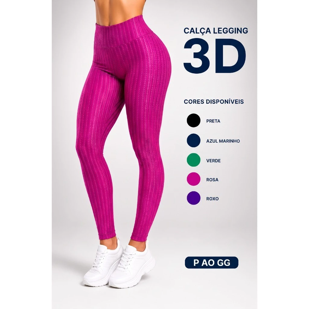 Calça Legging 3D Cos Alto Academia Fitness Leg Cirre