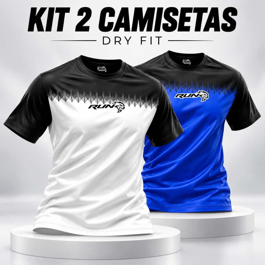 Kit 2 Camisetas Masculinas Esportivas Dry Fit Academia Musculação Corrida Treino