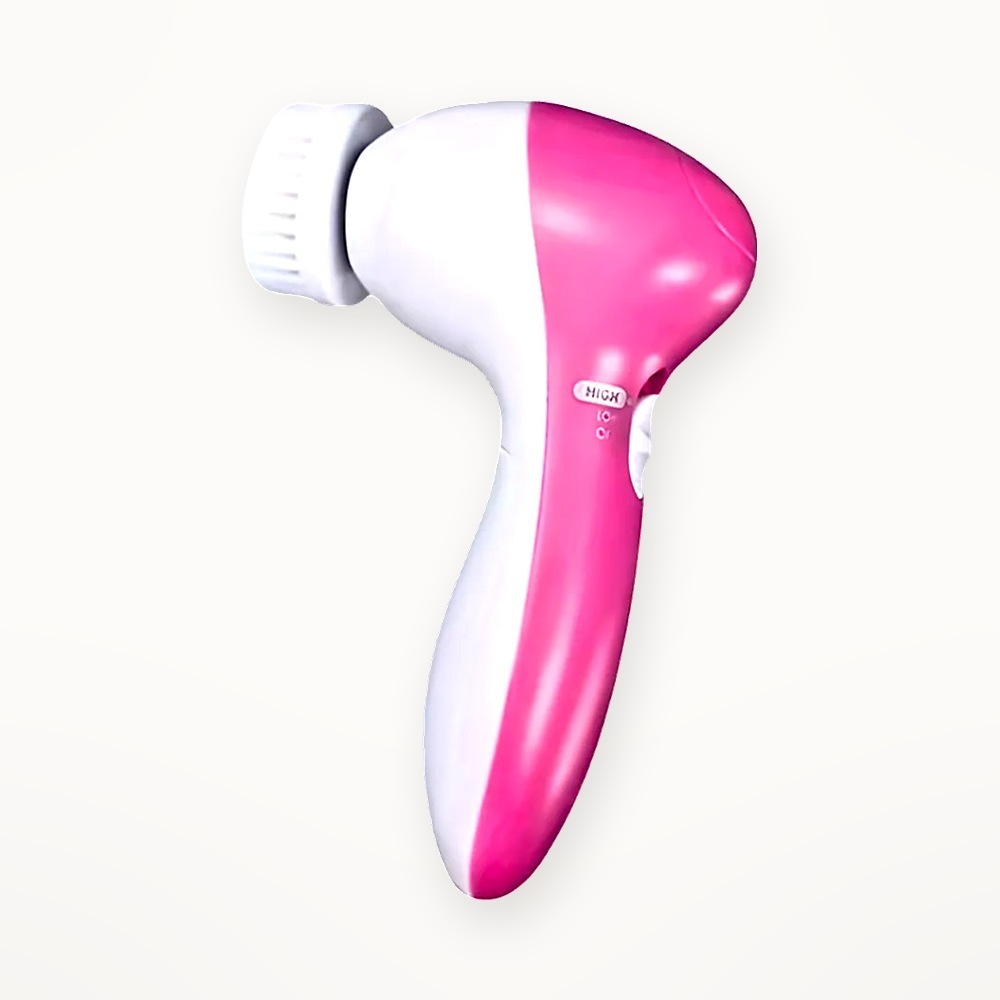 Escova Facial Elétrica 5 em 1 Limpeza de Pele Esfoliante Massageadora Rotativa 360° a Pilha 2 Velocidades