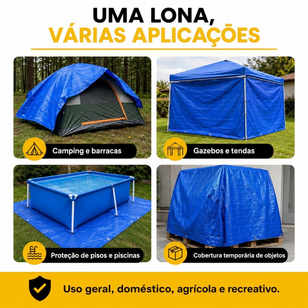Lona Plástica Azul Polietileno 2x2 3x2 3x3 4x3 5x3 4x4 5x4 6x4 Chuva Telhado Festa Multiuso TNT · foto 2
