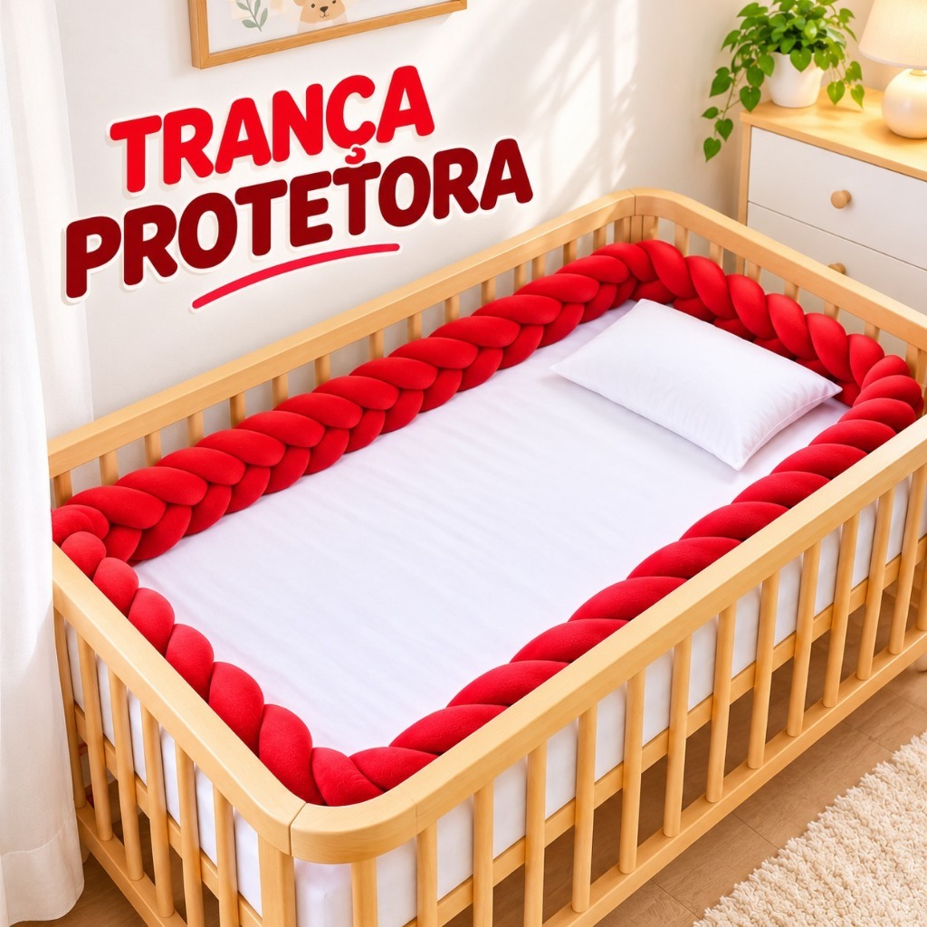 Trança Protetora para Berço e Cama Montessoriana Algodão 100% Macio e Seguro