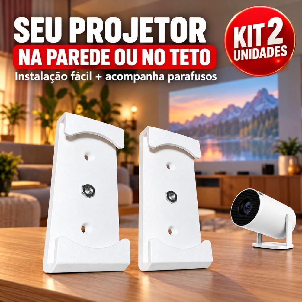 Kit 2 Suportes Projetor HY300 Teto e Parede Magcubic Salange com Parafusos Buchas e Porcas