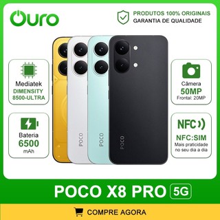Xiaomi Poco X8 PRO 5G, Versão Global, Câmera 50MP, MediaTek Dimensity 8500-Ultra, Bateria 6500mAh