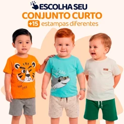 Conjunto Bebê Masculino Menino Infantil Verão Manga Curta Tamanho 1 ao 8 - Roupa de Calor para Bebê Masculino L02