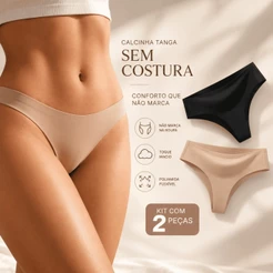 Kit 2 Calcinhas Femininas Sem Costura Poliamida Premium Confortável Não Marca na Roupa Cintura Baixa