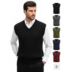 Colete Masculino Tricot Liso Gola V Pulôver Social Casual Elegante Unissex