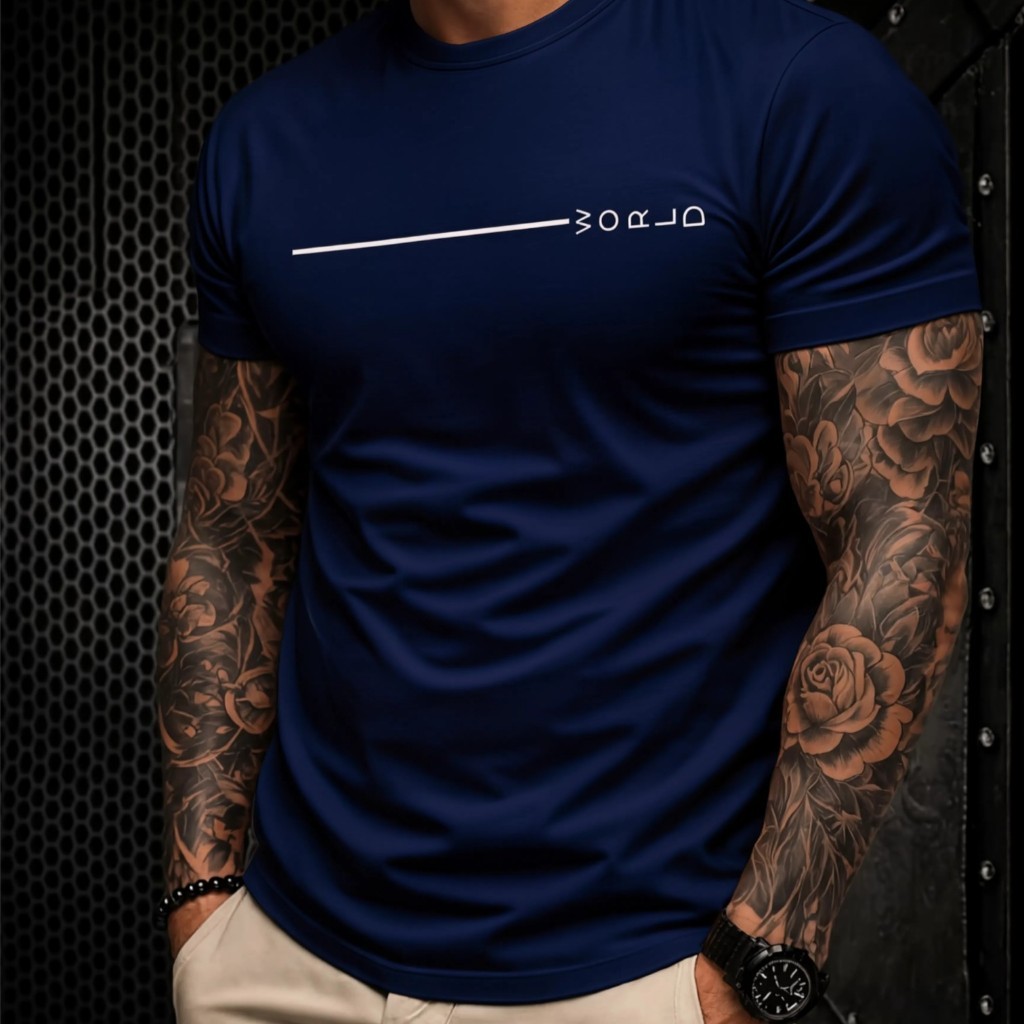 Camiseta masculina estampada Camisa basica Estilosa 100% Algodão Alta qualidade