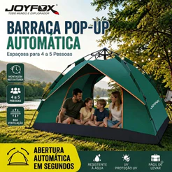 Barraca de Camping Automática JOYFOX 4-5 Pessoas Impermeável Tenda Pop Up Acampamento Família