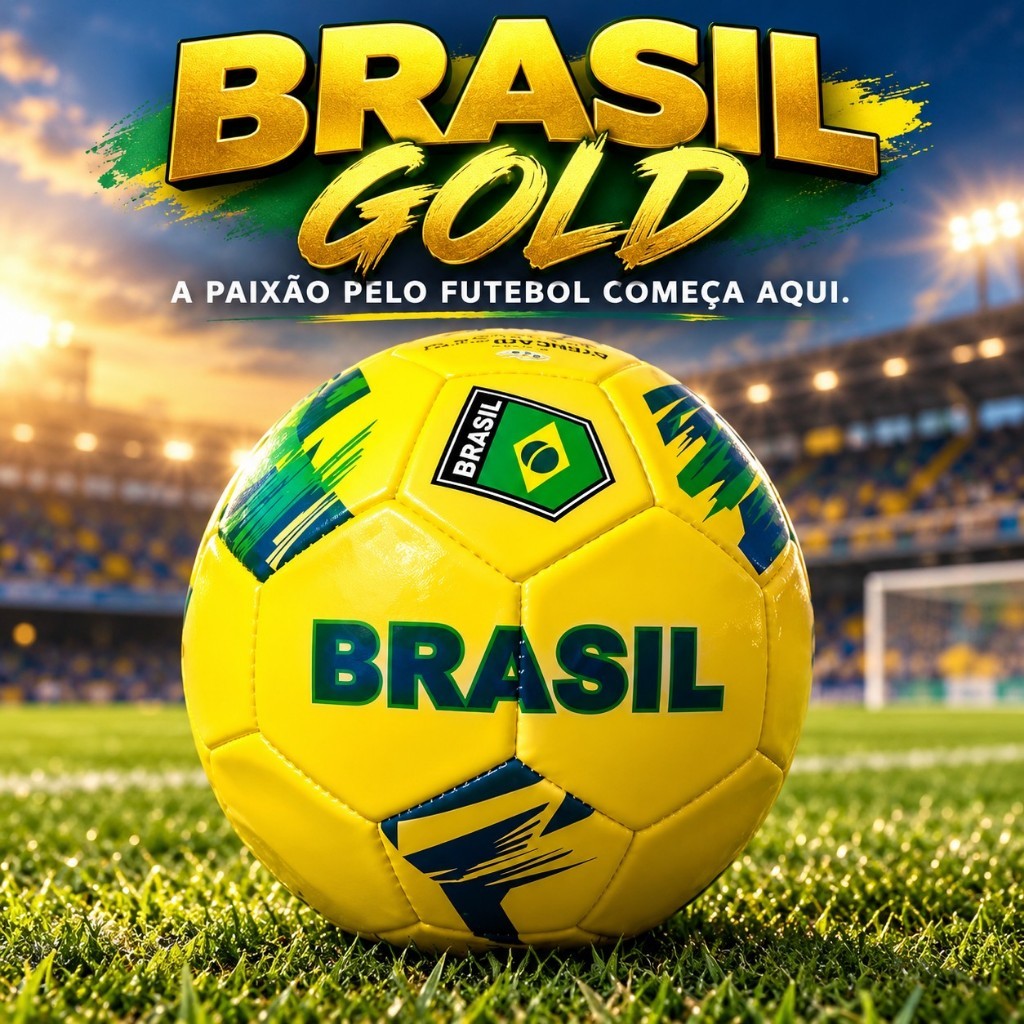 Bola de Futebol Campo N° 5 Brasil Gold Amarela APS Vinil Borracha