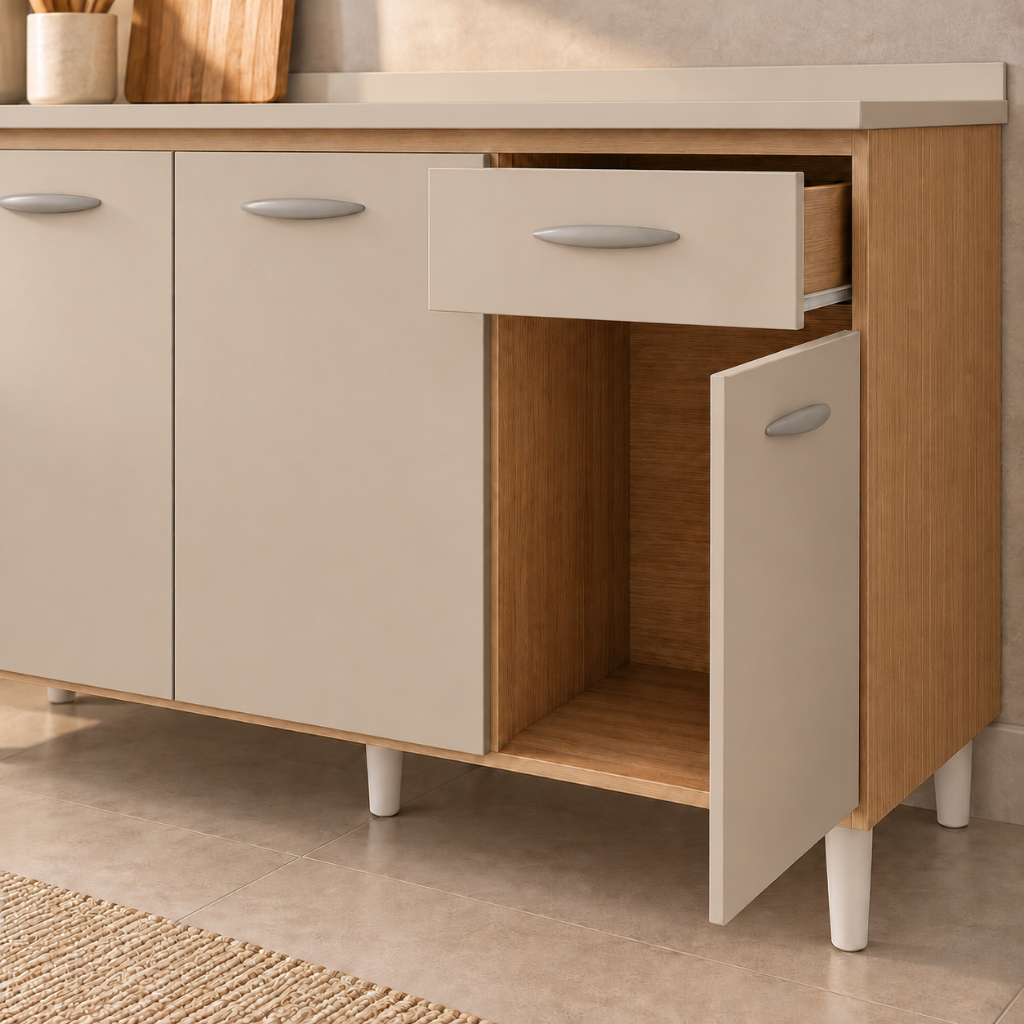 Balcão Para Cozinha 1,20 Metros Para Pia 3 Portas 1 Gaveta MDF/MDP Compacta Moderno - AV · foto 2