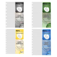 Refil Caderno de Discos 90g Folha Cinza Pauta Branca Medio Grande B5 8 9 e 10 Furos Inteligente