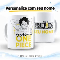 Caneca One Piece Personalizada com Nome Luffy Zoro e Outros Personagens