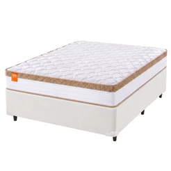 Cama Box Colchão Casal Molas Ensacadas Real 138x188x65cm Branco / Bege Inducol