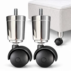Kit 2 Pe Rodinha Cromado Cama Box Casal Solteiro