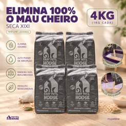 Kit 4 Pó Higiênico 1kg Lavanda Seca Xixi Eliminador de Odores Cães e Gatos EasyPet Limpeza Fácil Ação Bactericida